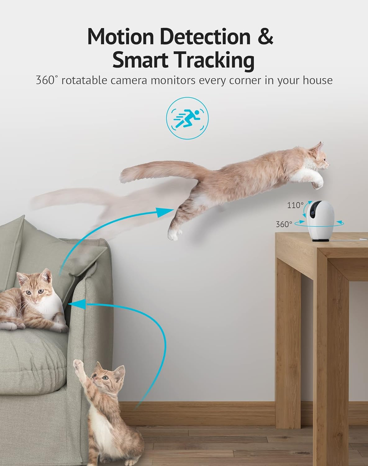 Indoor Security Camera, Baby Monitor with Sound/Motion Detection and Night Vision,Wifi Camera Home Pet Dog Surveillance Camera with App,Two-Way Audio,360-Degree IP Camera Work with Alexa