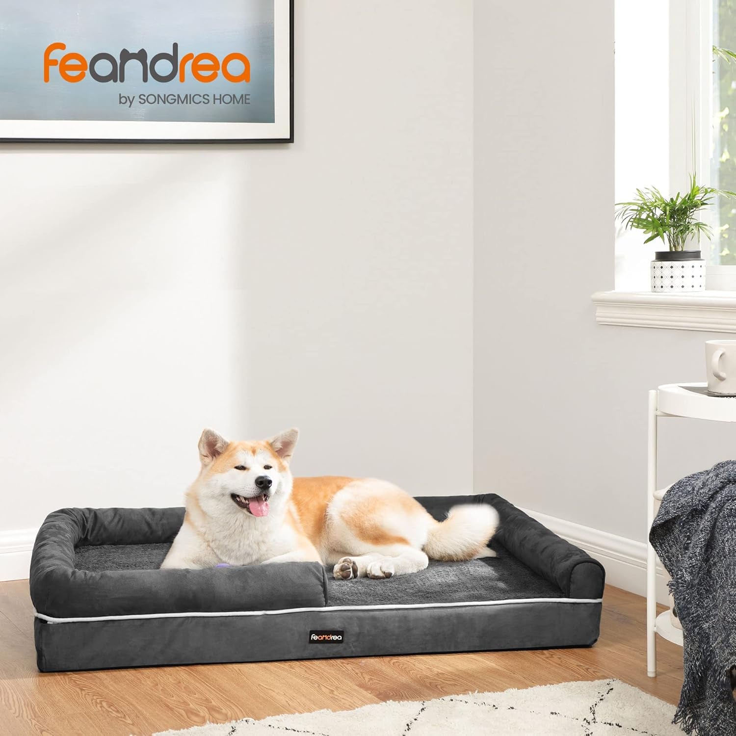 Dog Bed, Orthopedic Sofa, Memory Foam Mat, Removable Cover, 44 X 34 X 7.9 Inches, Dark Gray UPGW068G01